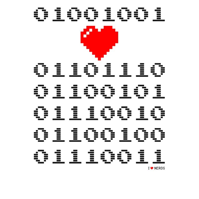 I Love Nerds tshirt - I Heart Nerds in Binary