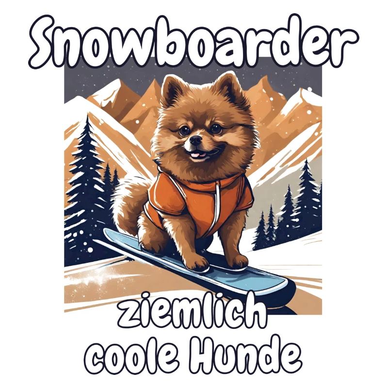 Pomeranian Snowboarder - Snowboardhund