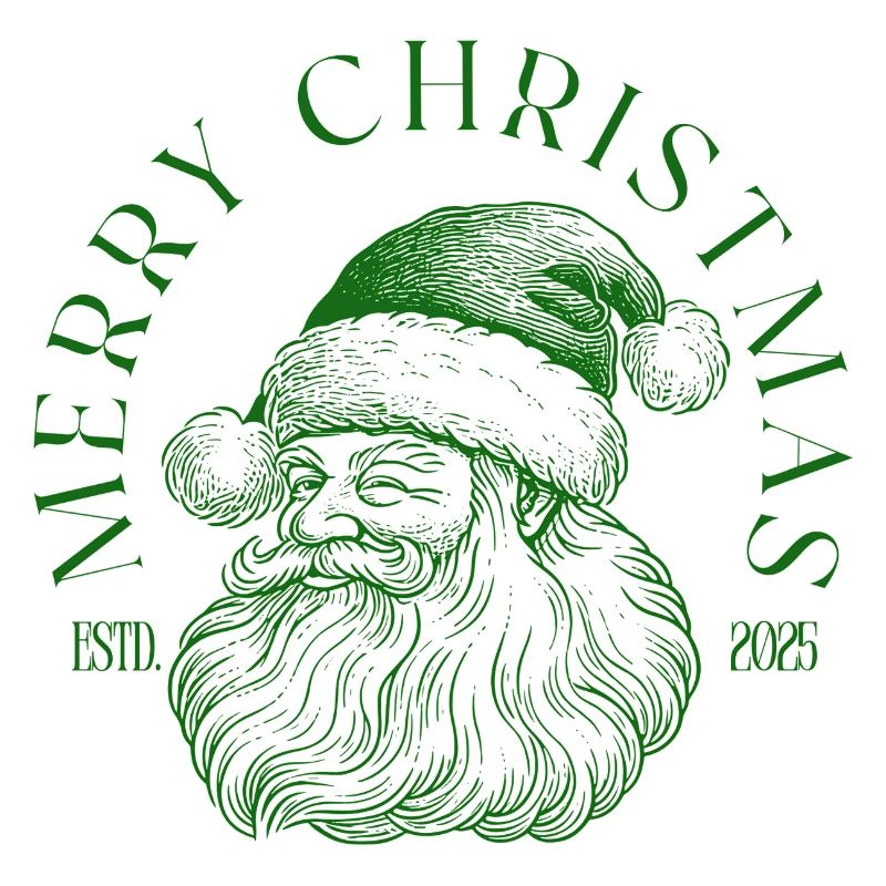 Grünes Weihnachtslogo des Weihnachtsmanns