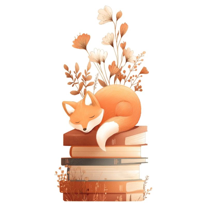 Fuchs auf Bücherstapel