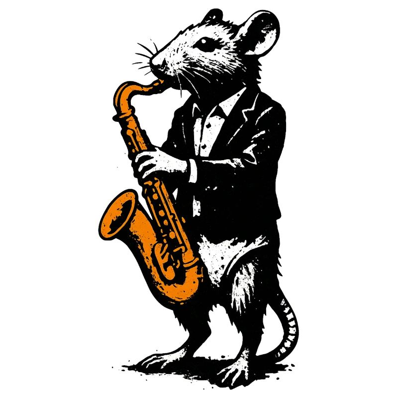 Ratte im Smoking Saxophonist
