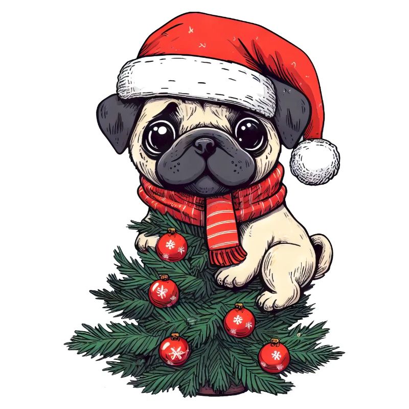 Weihnachts-Mops - Niedlicher Baumwächter