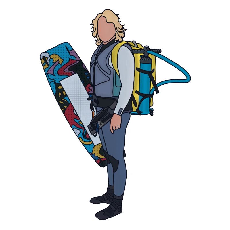 Kiteboarder mit Kiteequipment