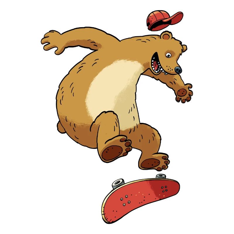 Bär auf Skateboard