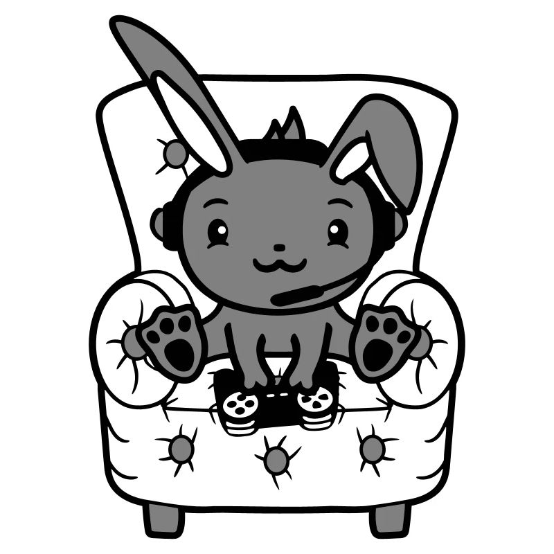 Bunny Playing Controller Console Headset Gamer Nerd
