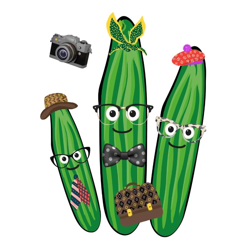 Trio de concombre,Concombre,Concombre,Rétro, Vintage,Lunettes