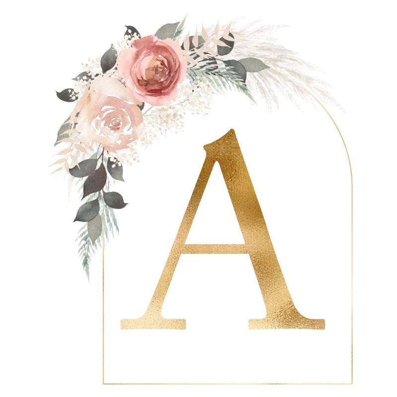 Personalisierbar Monogramm A Blumen Bogen