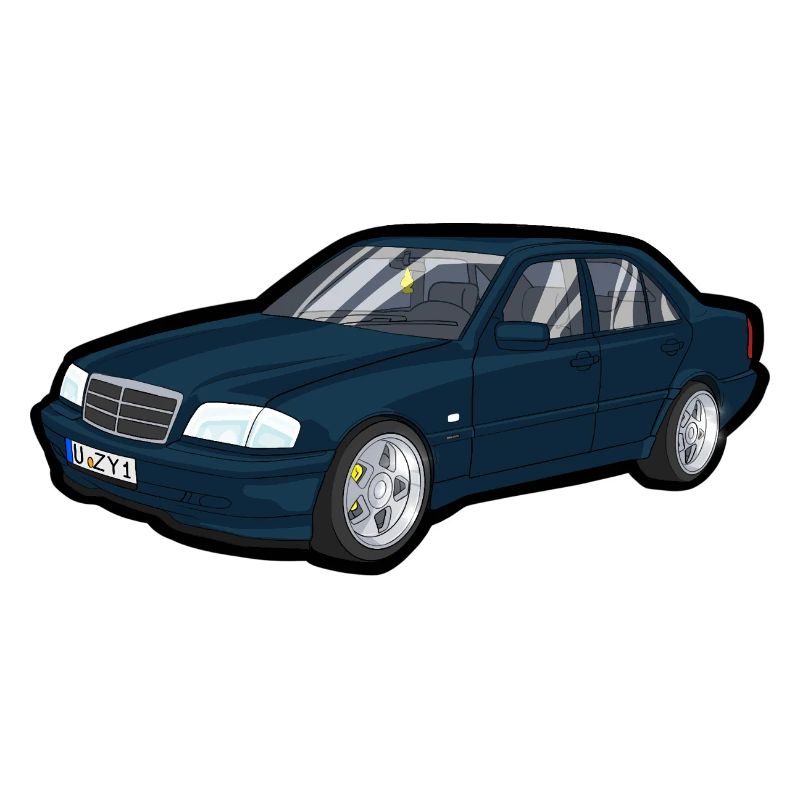 Blauer Oldtimer Cartoon Auto