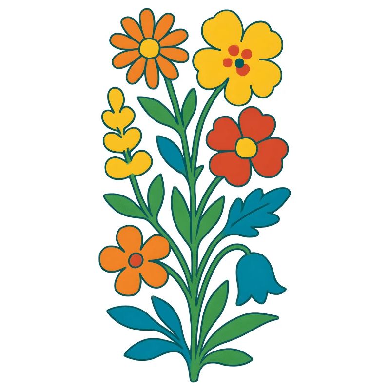 Farbige Blumensträuße Folkkunst