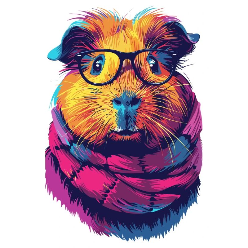 Buntes Hipster-Meerschweinchen
