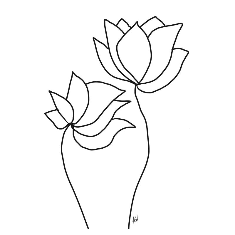 Blumen Zeichnung Fine Line Art abstrakt Kunst