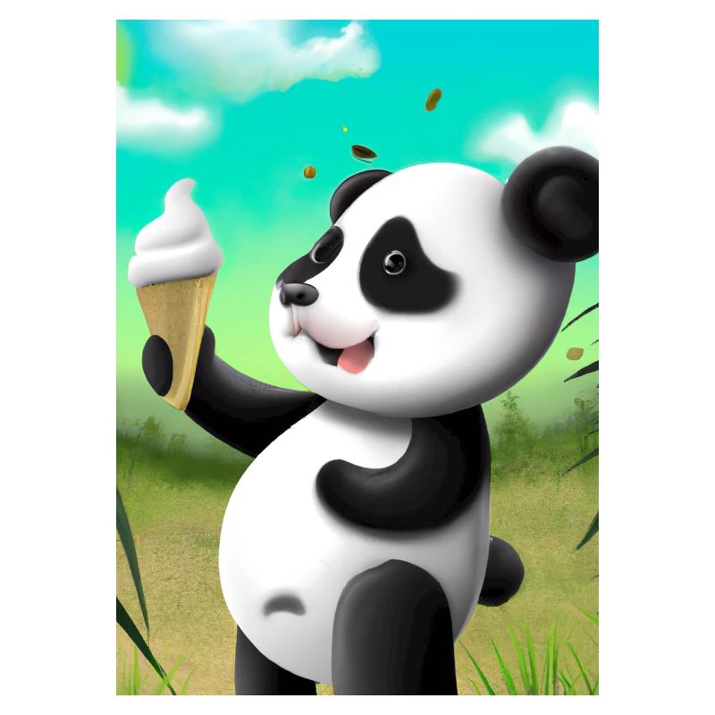 Panda mit Eiscreme