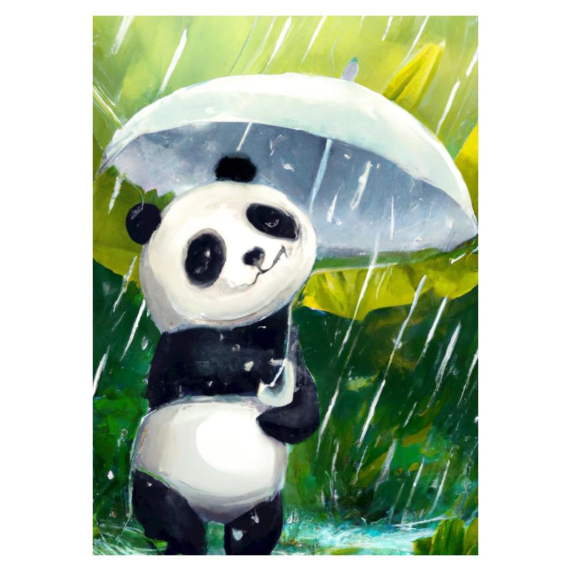 Panda mit Blattschirm
