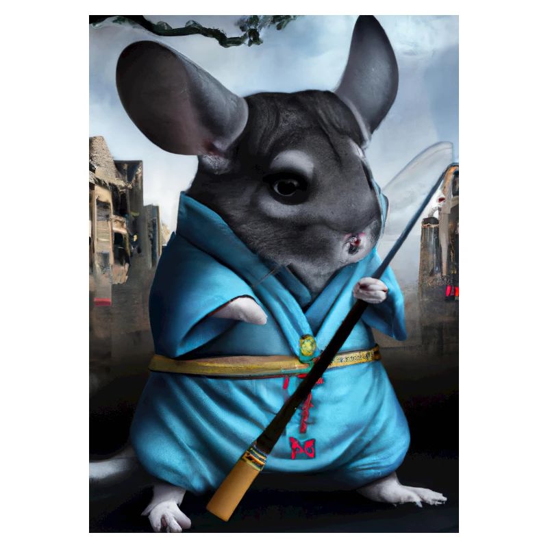 Chinchilla im Ninja-Kostüm