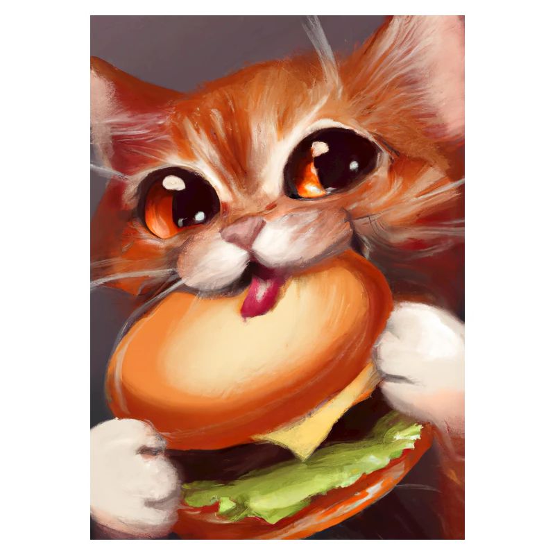 Katze frisst Burger
