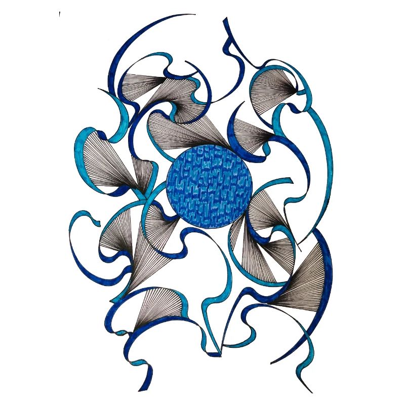 Blaues Wirbelblüten Muster
