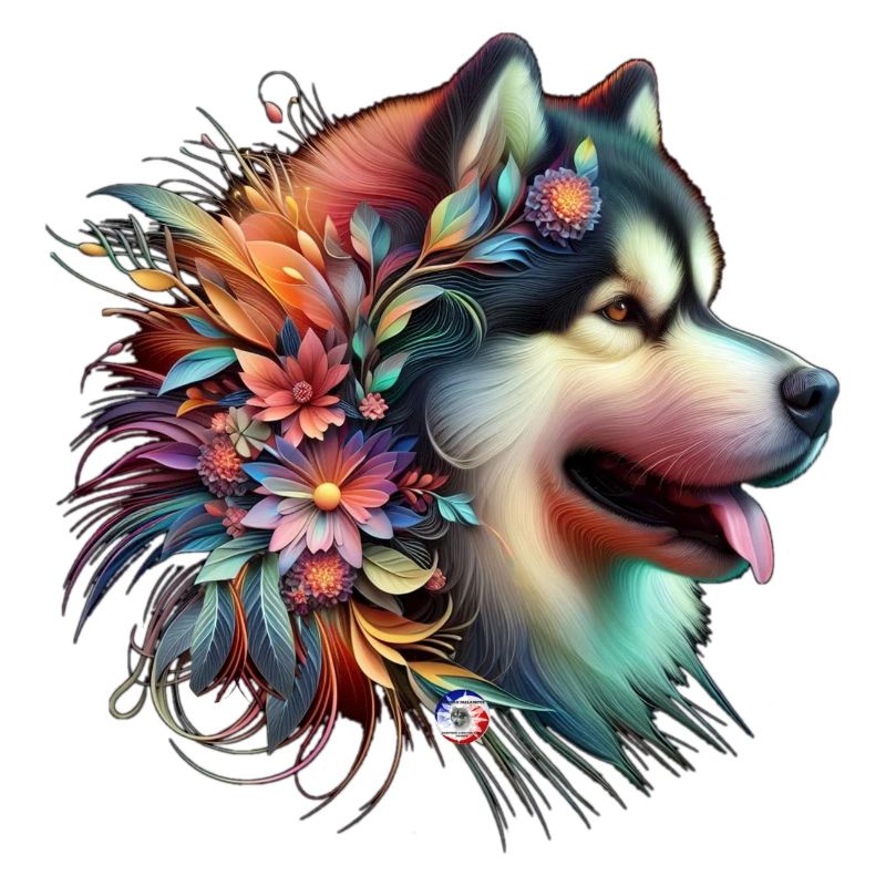Blumiger Malamute-Kopf