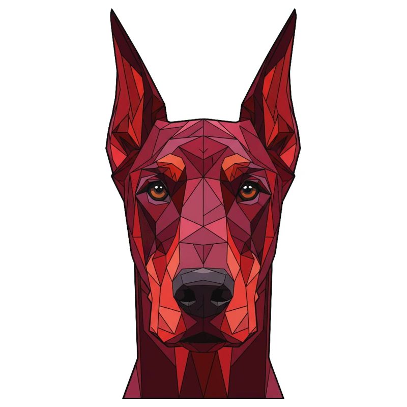 Geometrischer Hundeportrait Rot
