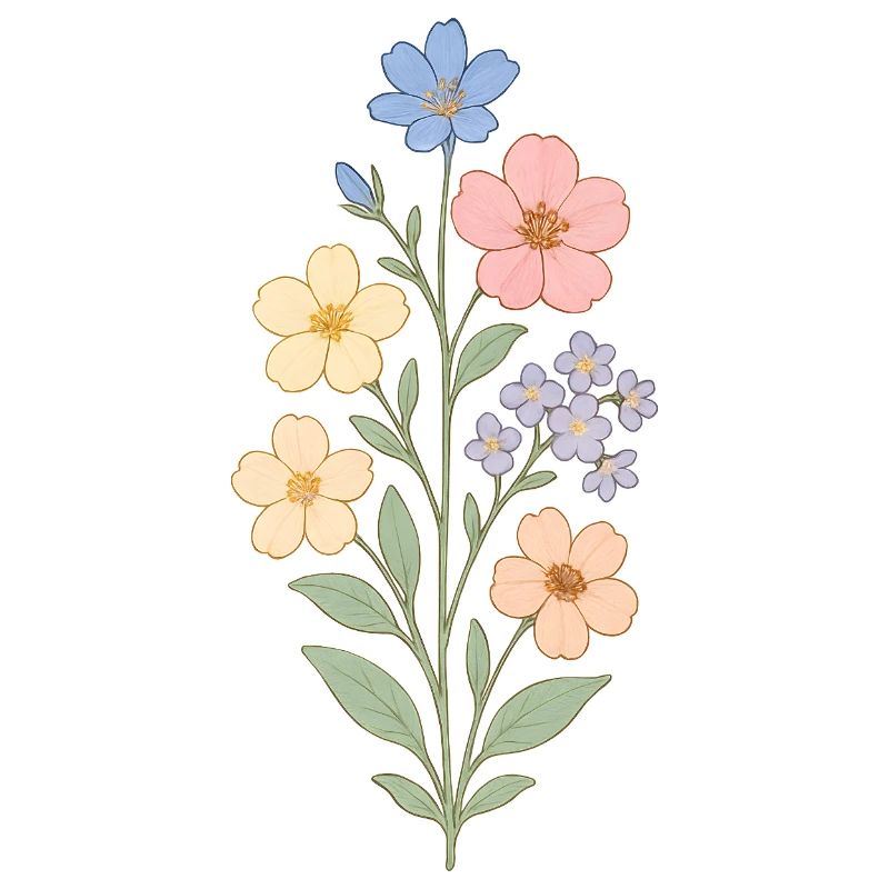 Pastellblumen Wasserfarbenstrauß