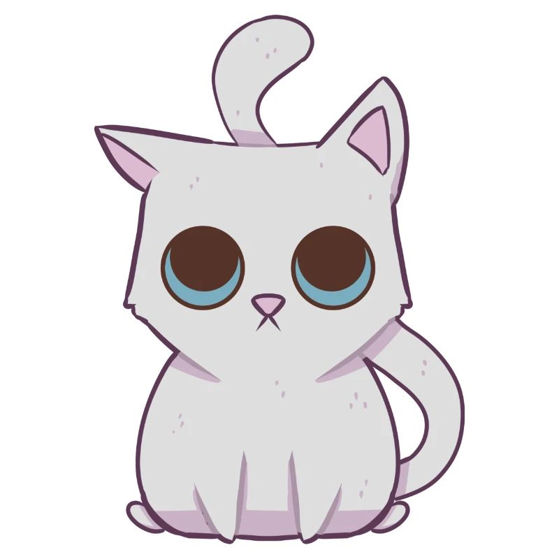Weißes Kawaii-Kätzchen