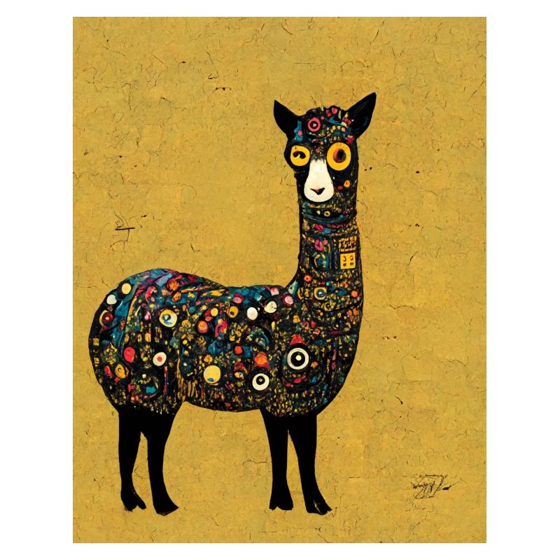 Lama Gemälde Gold