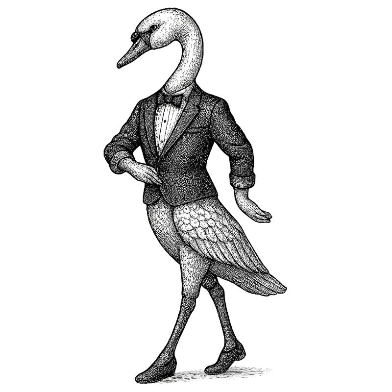 Schwan im Smoking