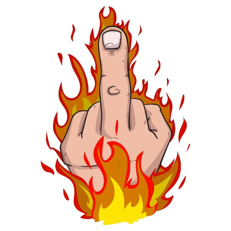 Mittelfinger mit Flammen