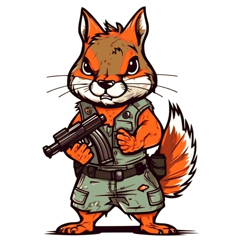 Eichhörnchen bis an die Zähne bewaffnet