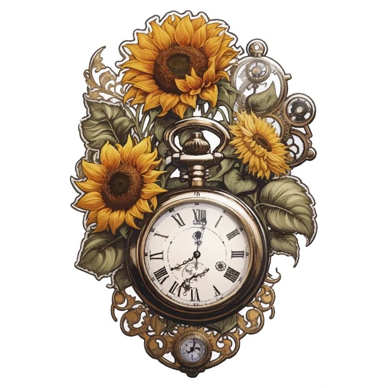 Uhr mit Sonnenblumen