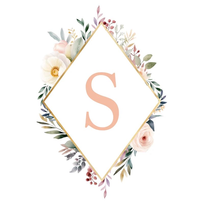S Monogram, Floral, Boho