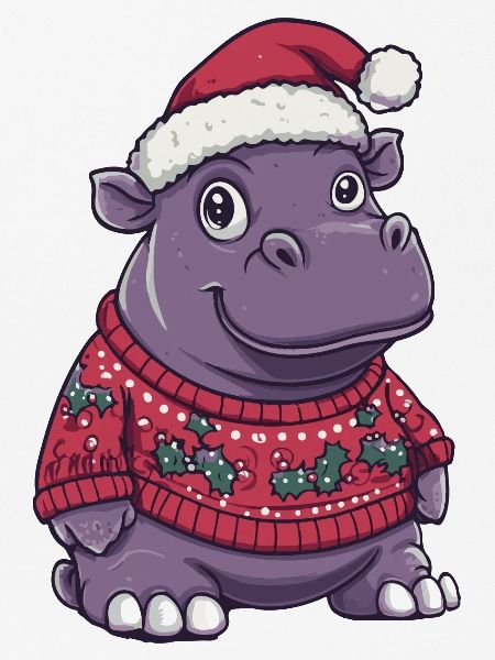 Nilpferd Weihnachten Comic