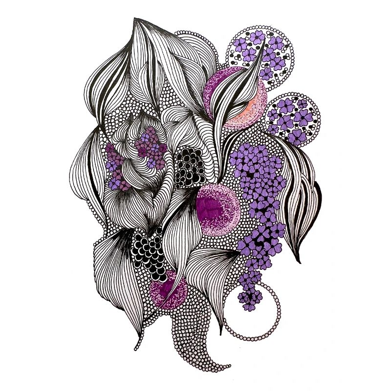 Blumen Zentangle in Lila