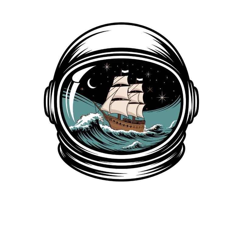 Adventurous seafaring in a space helmet