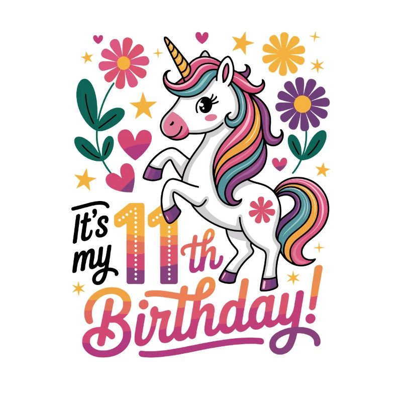 C’est mon 11e anniversaire Fleurs de licorne