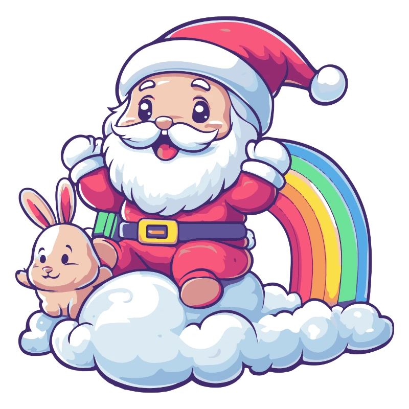 Hase Weihnachtsmann Regenbogen