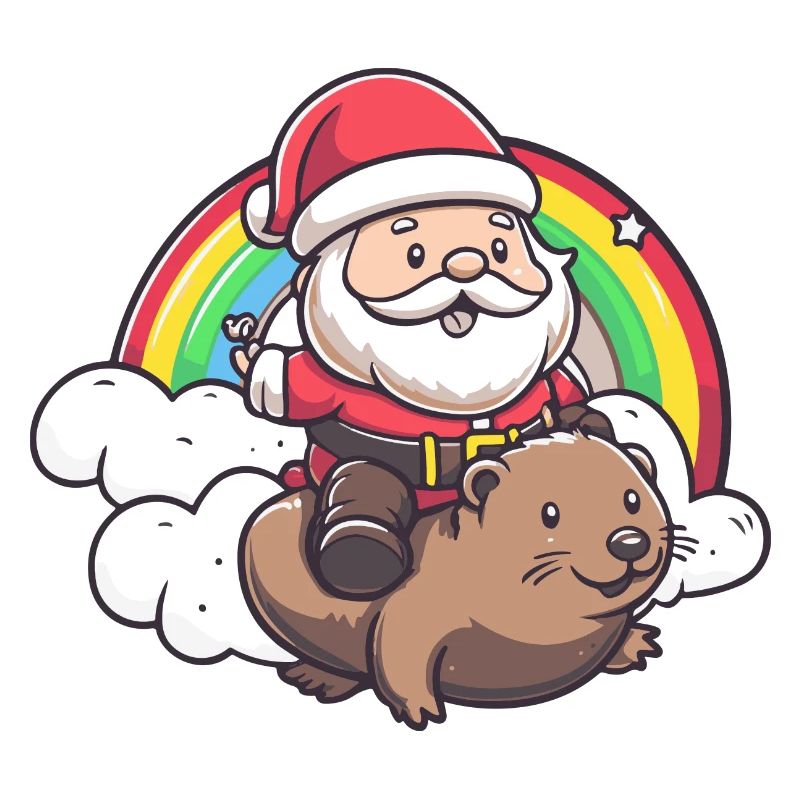 Biber Weihnachtsmann Regenbogen