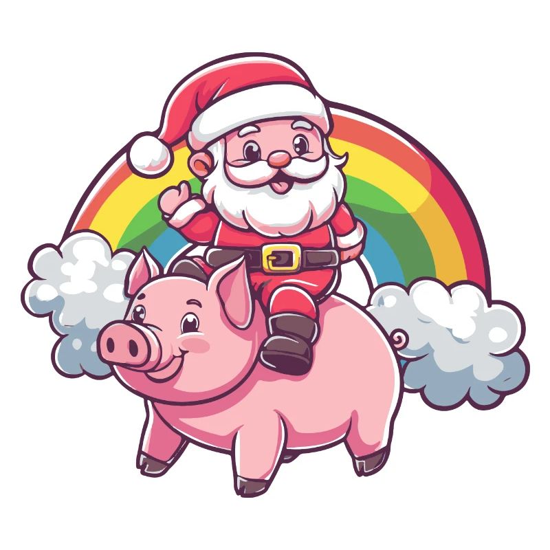 Schwein Weihnachtsmann Regenbogen
