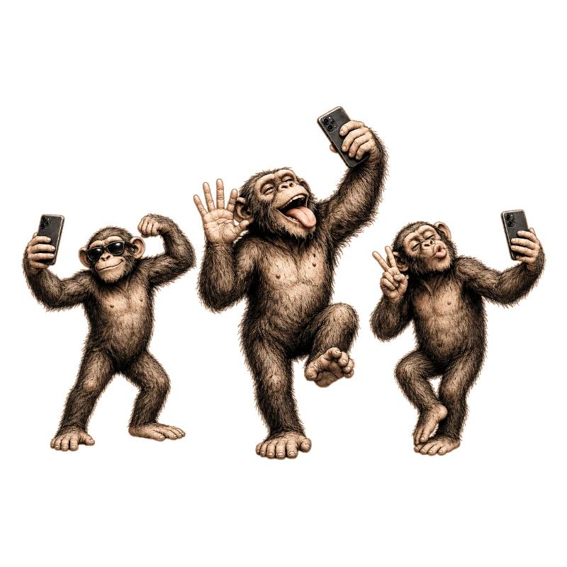 Affen-Selfie-Trio