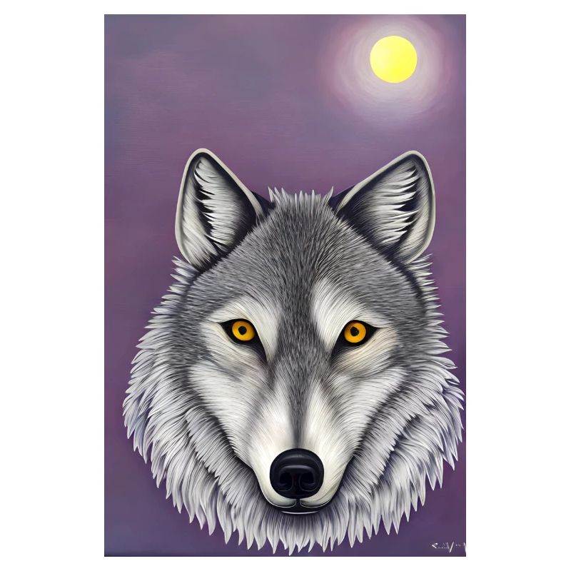 Wolf unter Mond