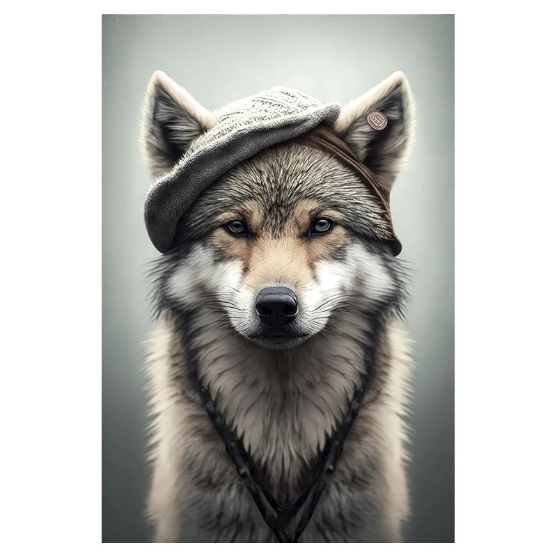 Cute wolf with hat cap