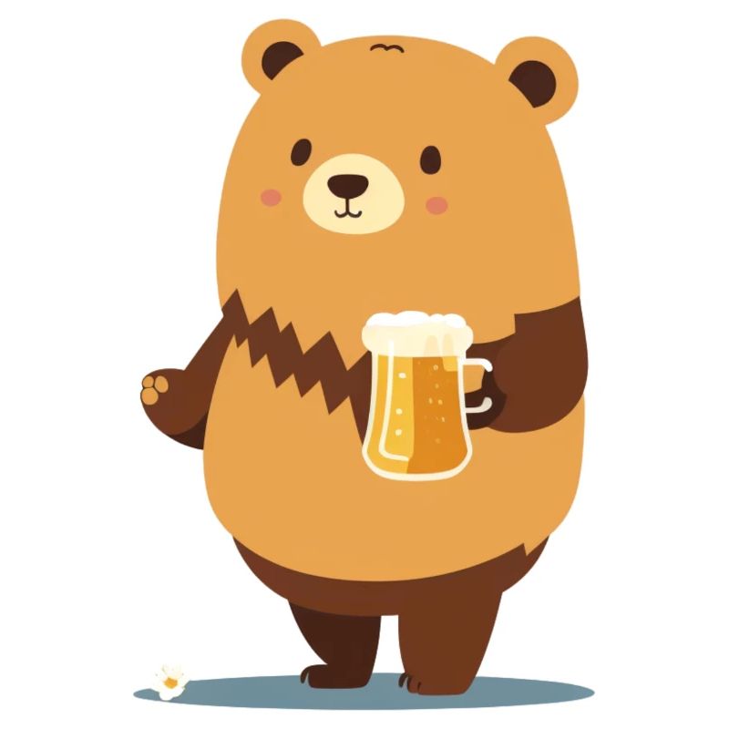 Cute teddy bear with beer