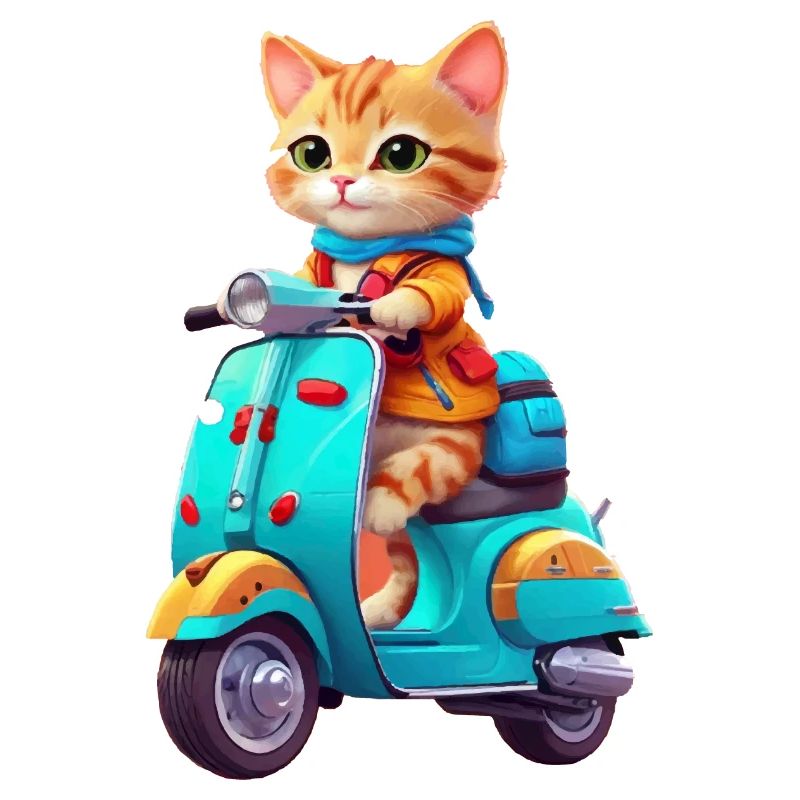 Katze fährt Roller