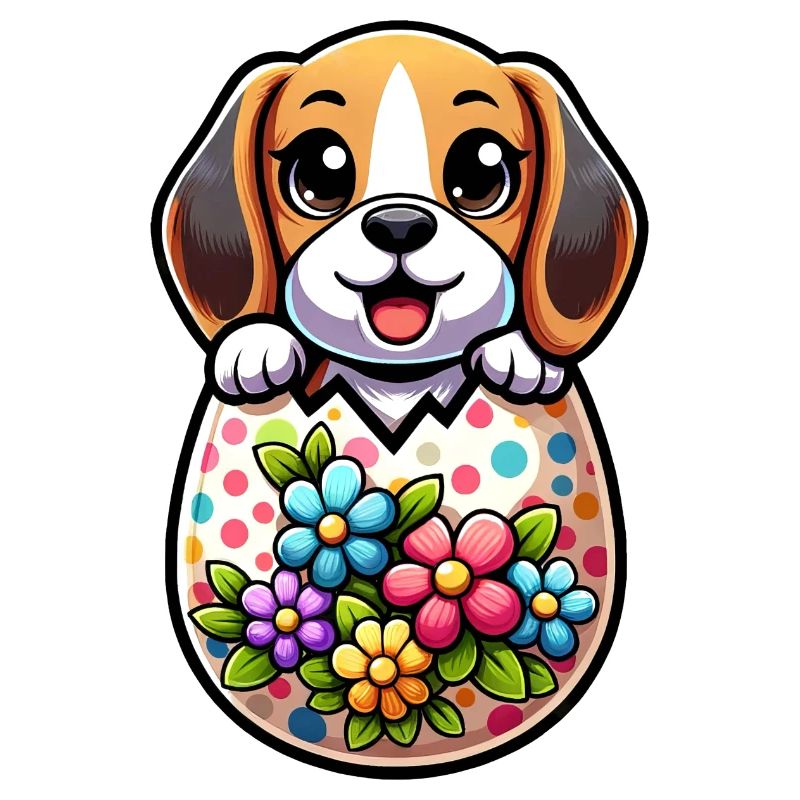 Colorful Easter Egg Beagle Hatching Design