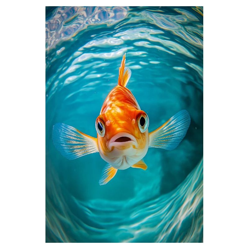 Neugieriger Goldfisch starrt
