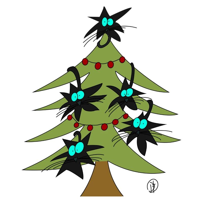Weihnachtsbaum mit Katzen