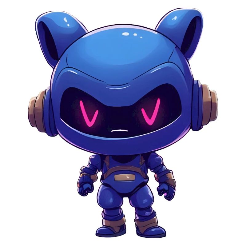 Neonblauer Roboterhelm