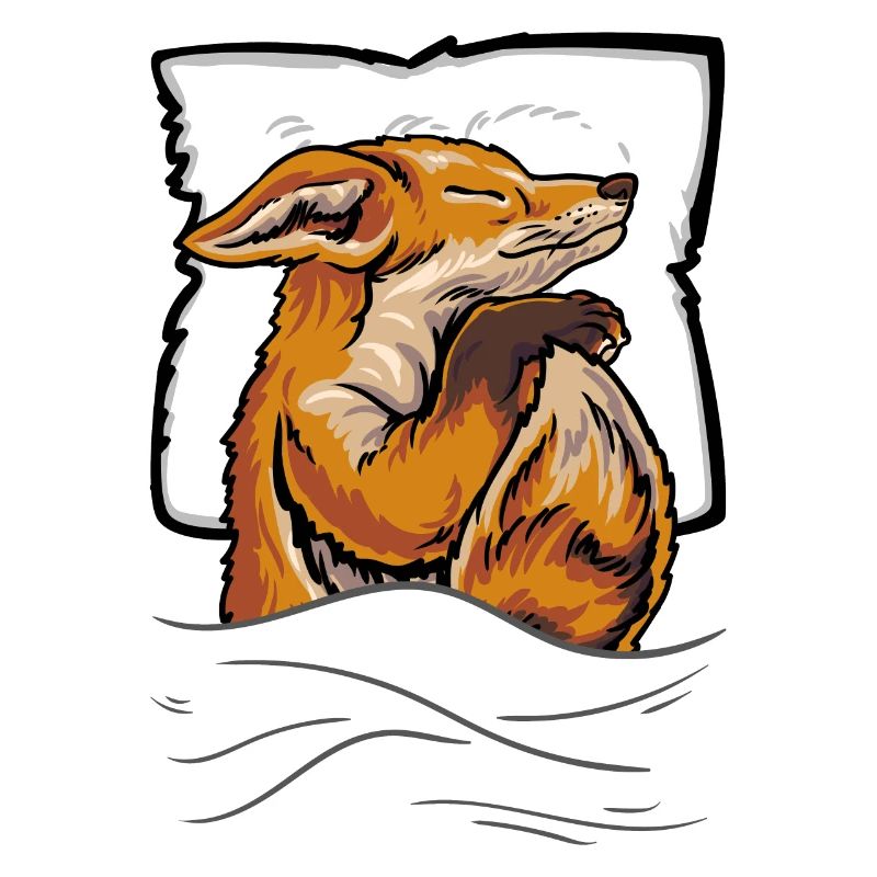 Sleeping fox in bed
