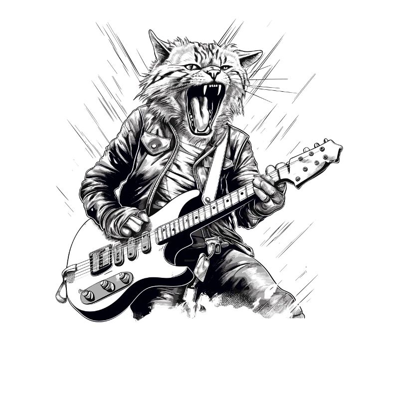 Katze mit Gitarre