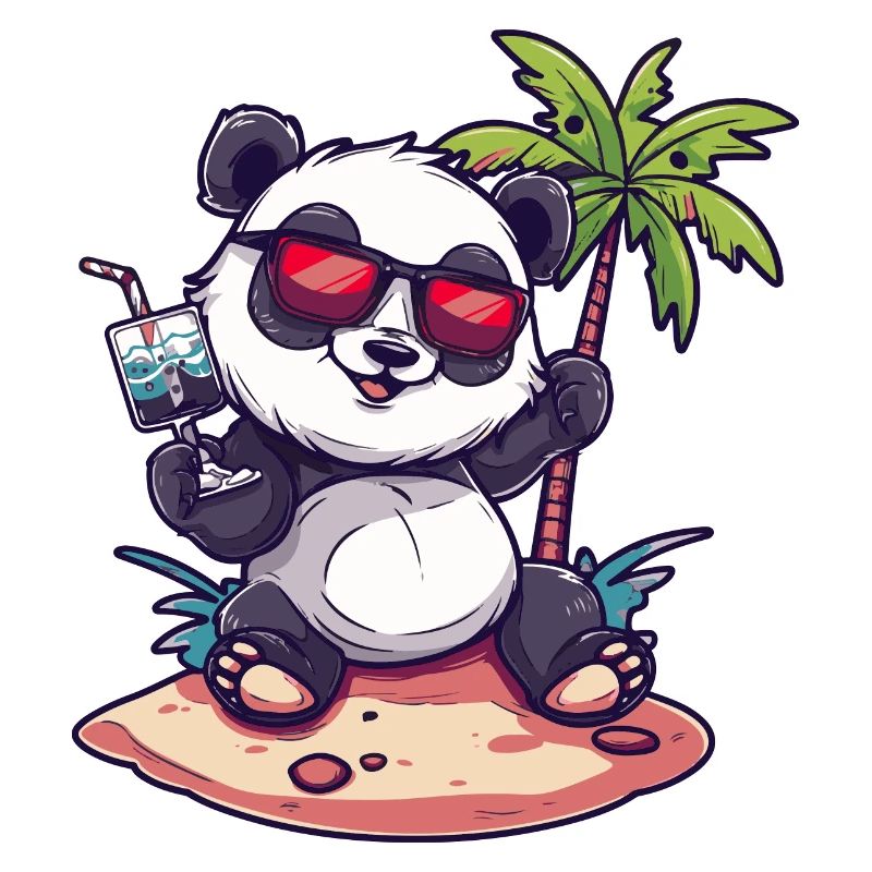 Panda Sommer Strand Comic