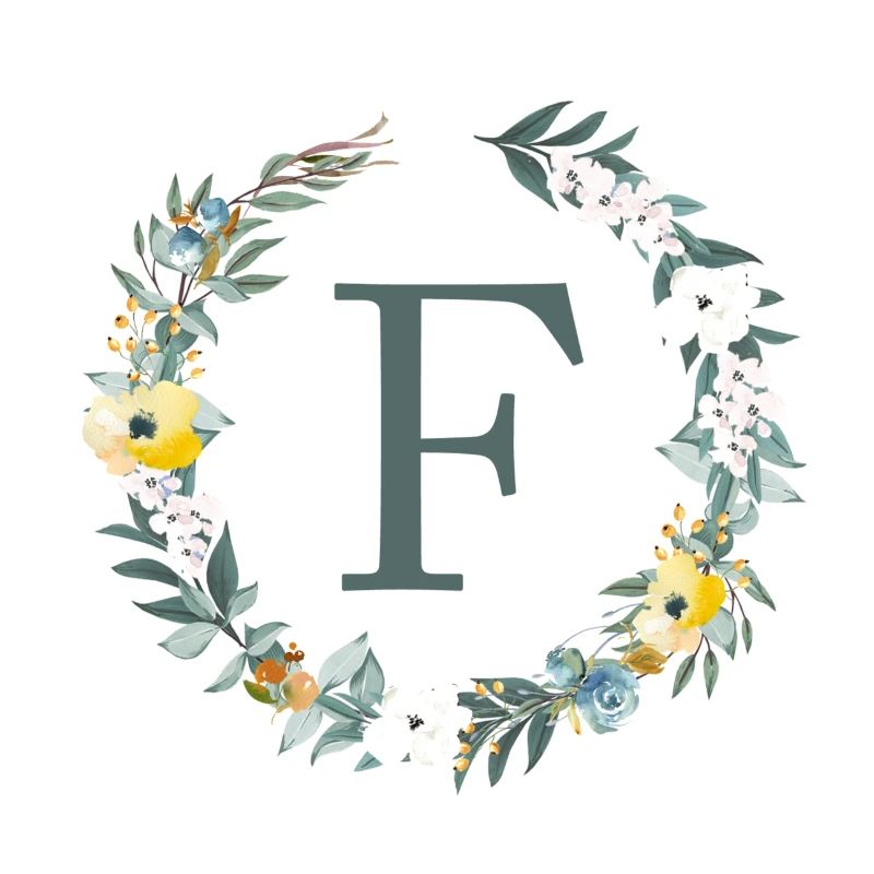 Customizable Monogram F Flowers Circle Spring